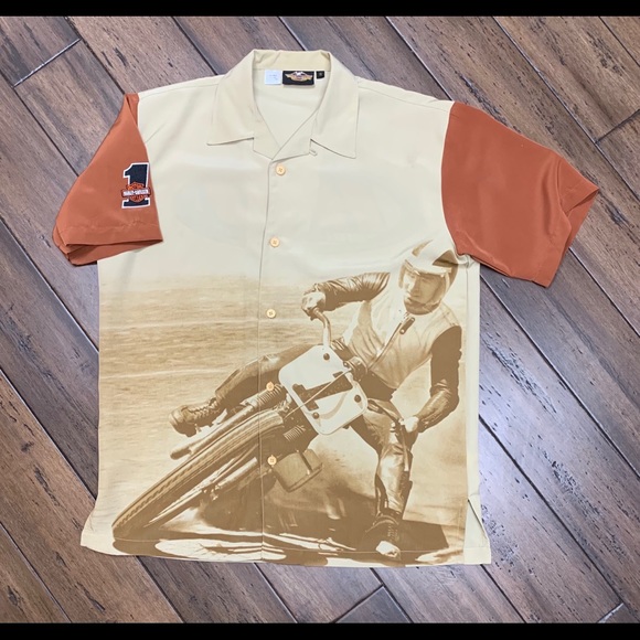 Harley Davidson button up collar dress shirt - Picture 2 of 5